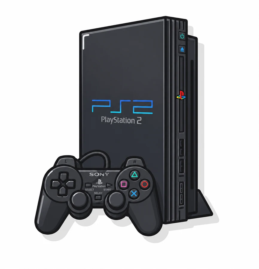Illustration einer PlayStation-2-Konsole